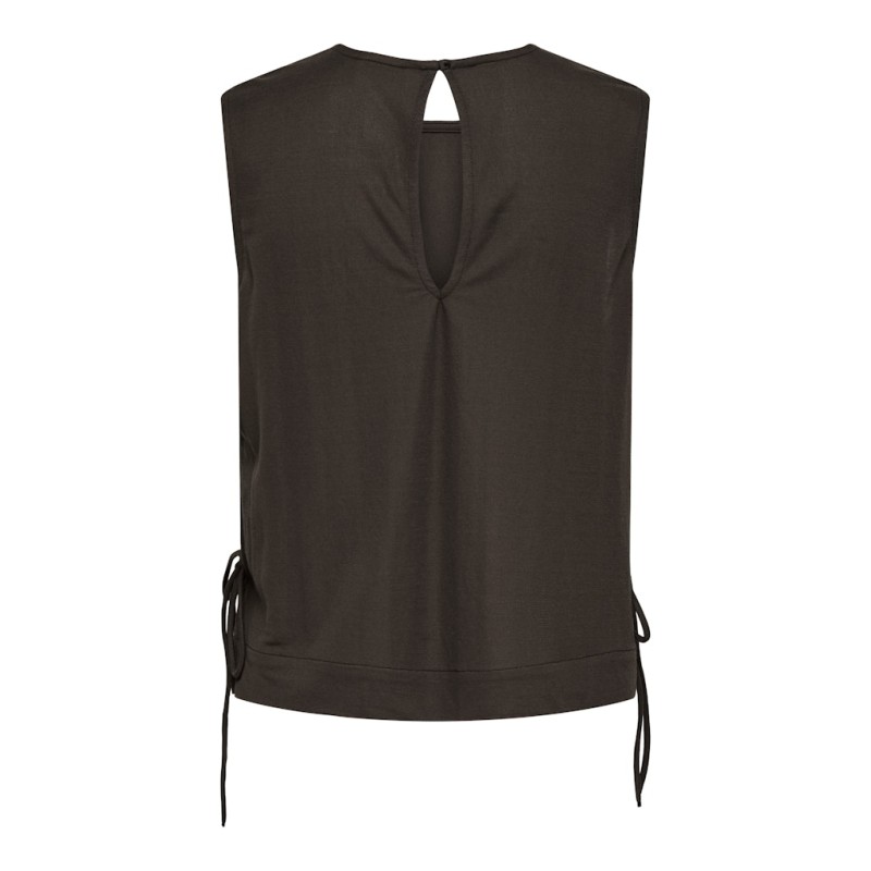 JDY Leslie kortærmet sløjfe top - Chocolate Brown