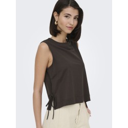 JDY Leslie kortærmet sløjfe top - Chocolate Brown