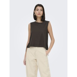 JDY Leslie kortærmet sløjfe top - Chocolate Brown