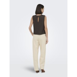 JDY Leslie kortærmet sløjfe top - Chocolate Brown
