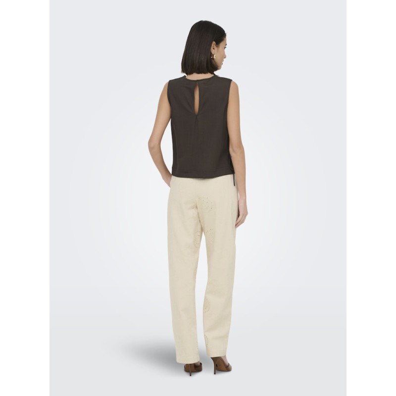 JDY Leslie kortærmet sløjfe top - Chocolate Brown