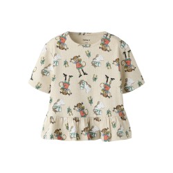 NAME IT Mini Mara Pippi kortærmet regular top - Peyote Melange