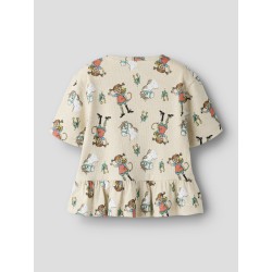 NAME IT Mini Mara Pippi kortærmet regular top - Peyote Melange