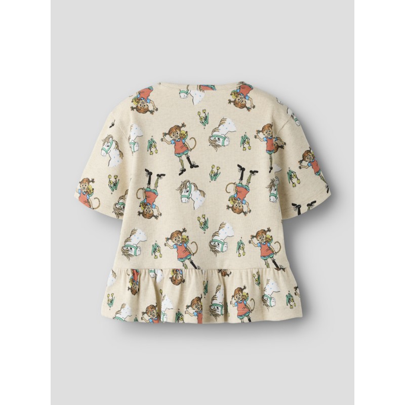 NAME IT Mini Mara Pippi kortærmet regular top - Peyote Melange