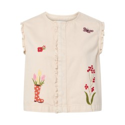 PIECES Palma ærmeløs frill top - Ecru