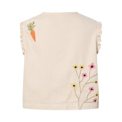 PIECES Palma ærmeløs frill top - Ecru
