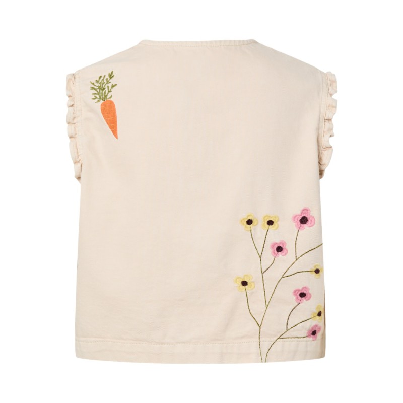 PIECES Palma ærmeløs frill top - Ecru