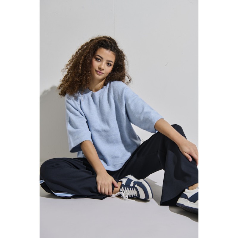ONLY Simoni 3/4 O-Neck Pullover Knit - Cashmere Blue Melange