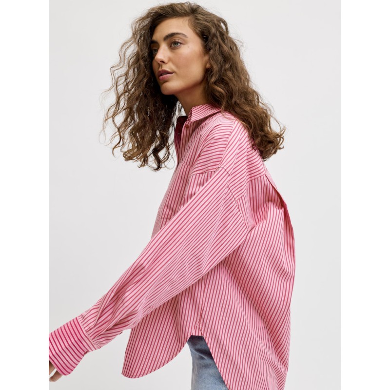 JJXX Jamie langærmet relaxed poplin skjorte - Cerise