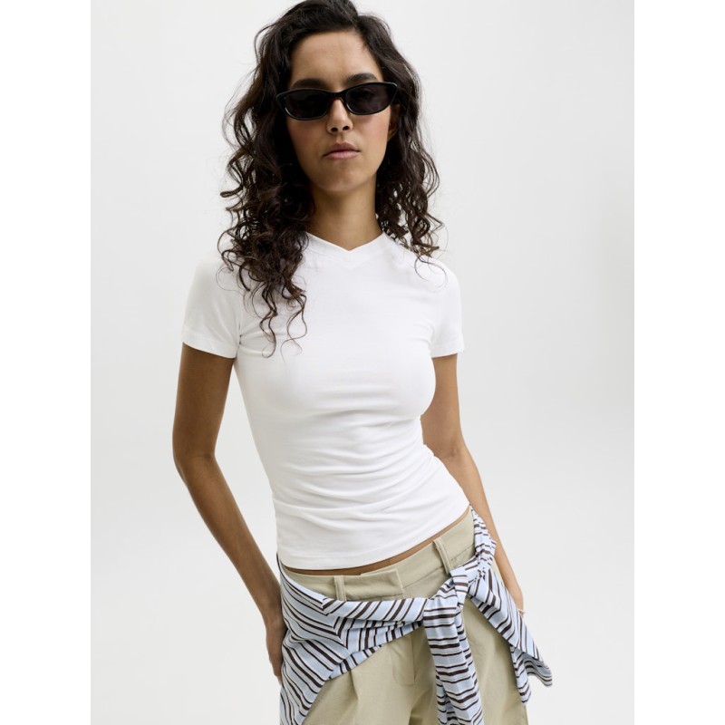 JJXX Gigi kortærmeret V-neck T-shirt - Bright White