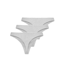 ONLY Carla pointelle 3 pak g-streng - Light Grey Melange