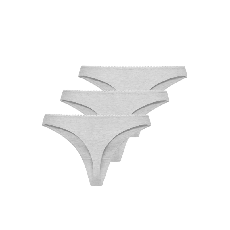 ONLY Carla pointelle 3 pak g-streng - Light Grey Melange