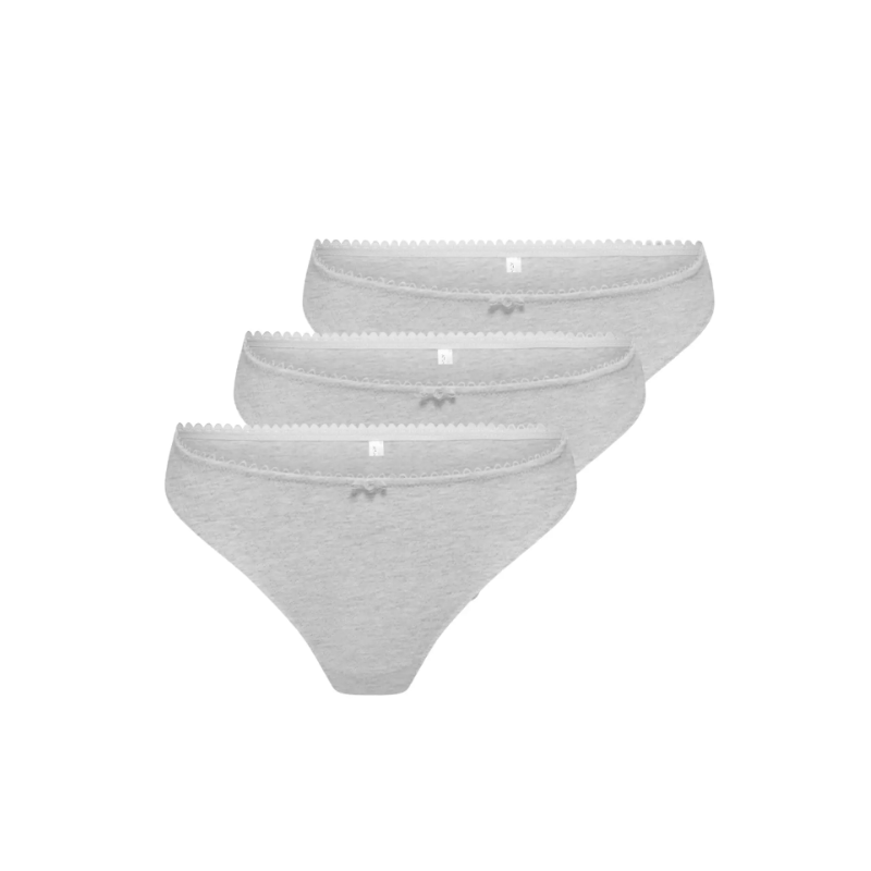 ONLY Carla pointelle 3 pak g-streng - Light Grey Melange