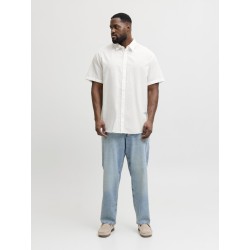 JACK & JONES Plus Breeze Hør kortærmet Skjorte - Hvid