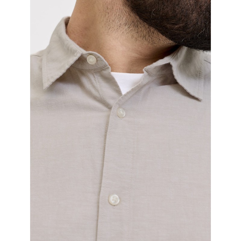 JACK & JONES Plus Breeze Hør Kortærmet Skjorte - String