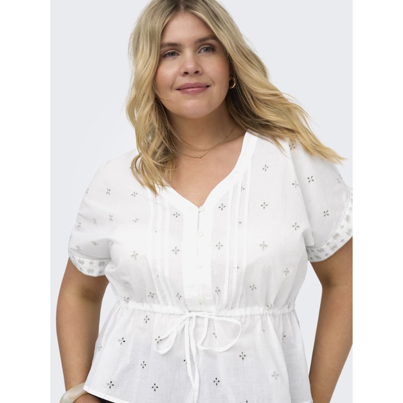 ONLY CARMAKOMA Kuna kortærmet string top - Bright White