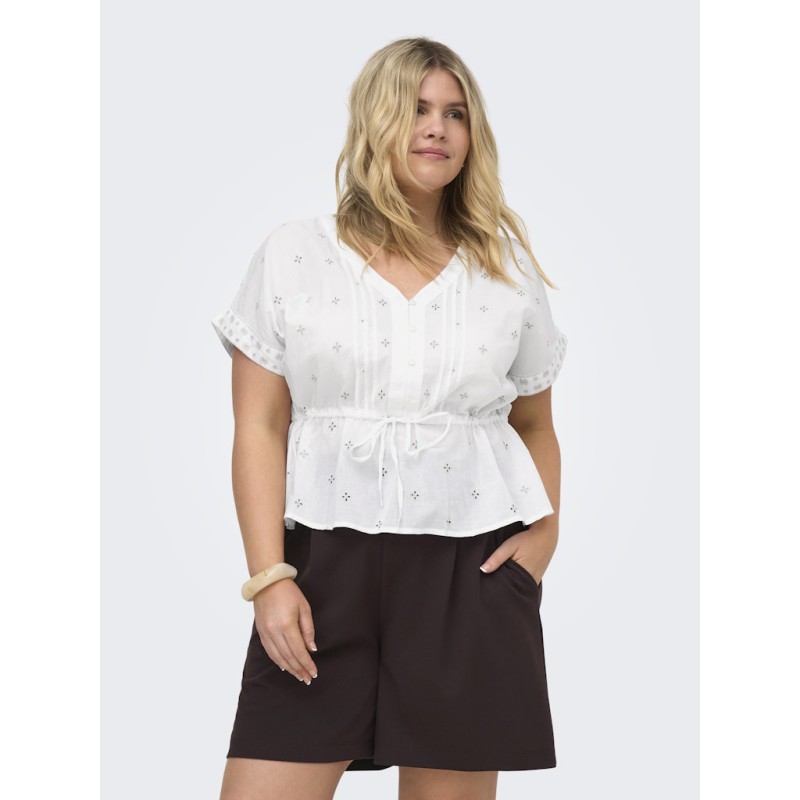 ONLY CARMAKOMA Kuna kortærmet string top - Bright White
