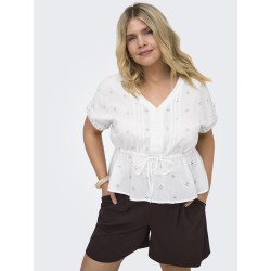 ONLY CARMAKOMA Kuna kortærmet string top - Bright White