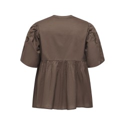 ONLY CARMAKOMA Oaklyn 2/4 embroidery t-shirt - Chocolate Martini