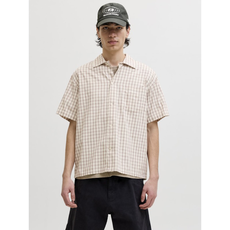 JACK & JONES Austin kortærmet clean check skjorte - Antique White