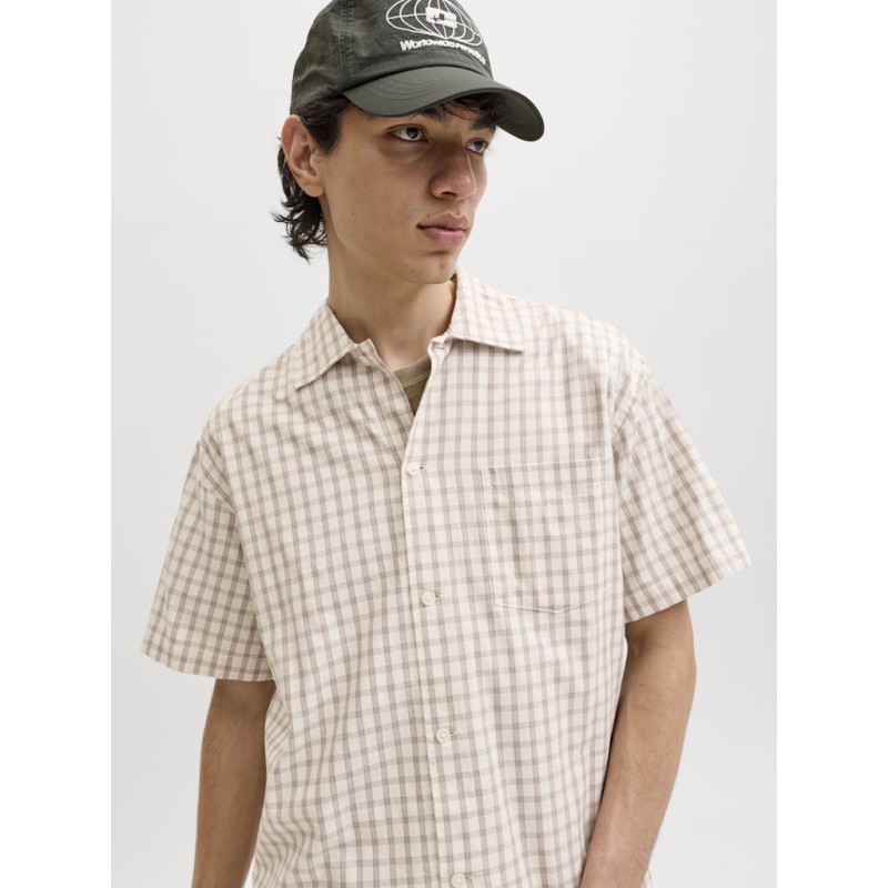 JACK & JONES Austin kortærmet clean check skjorte - Antique White