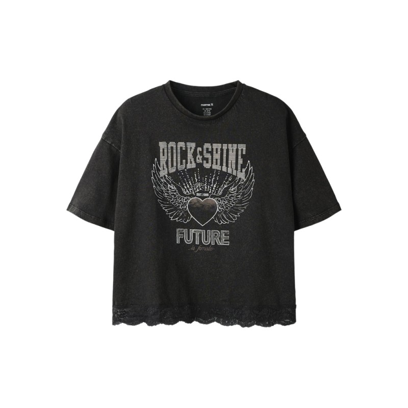 NAME IT KIDS jayla kortærmeret t-shirt - Black Beauty
