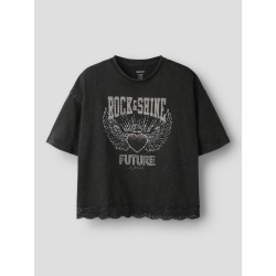 NAME IT KIDS jayla kortærmeret t-shirt - Black Beauty