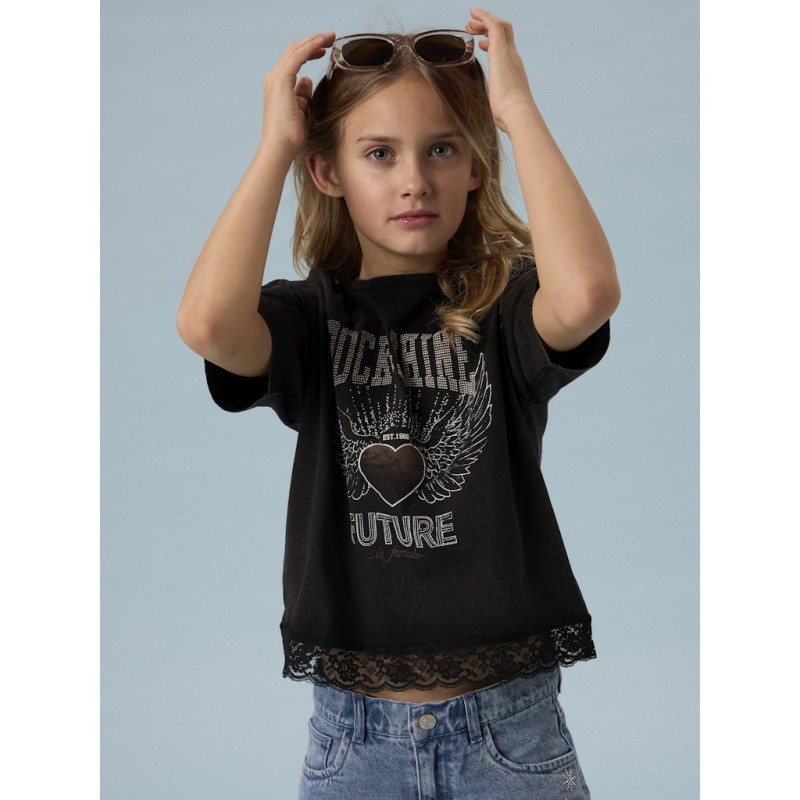 NAME IT KIDS jayla kortærmeret t-shirt - Black Beauty