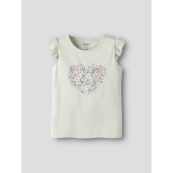 NAME IT MINI Vayanna ærmeløs capsl top - Pale Aqua Pink Flowers