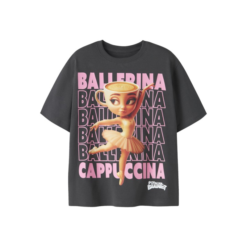 NAME IT Kids Aida BRAINROT t-shirt - Black Oyster