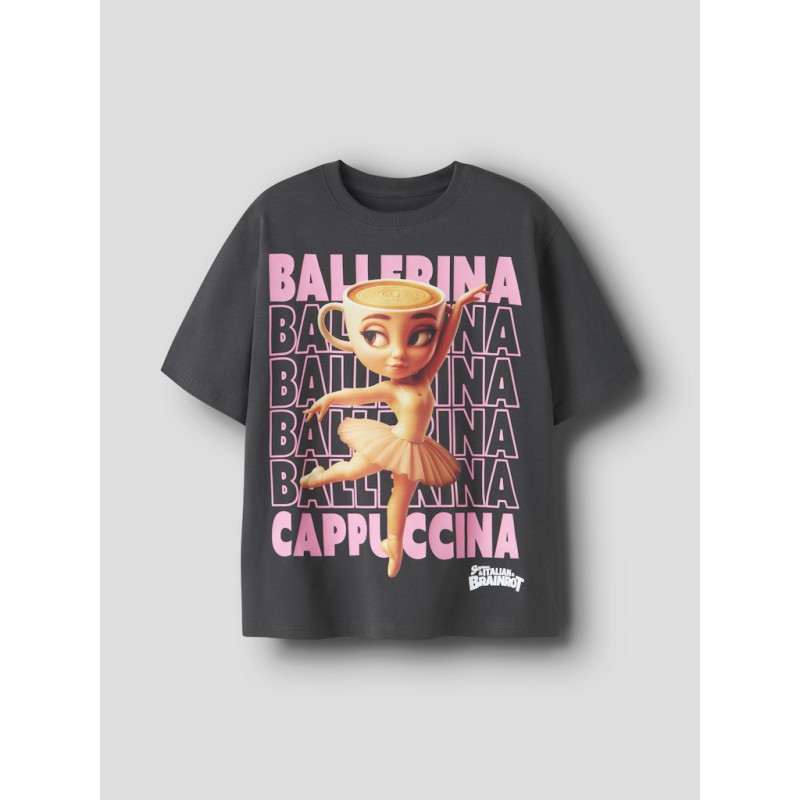 NAME IT Kids Aida BRAINROT t-shirt - Black Oyster