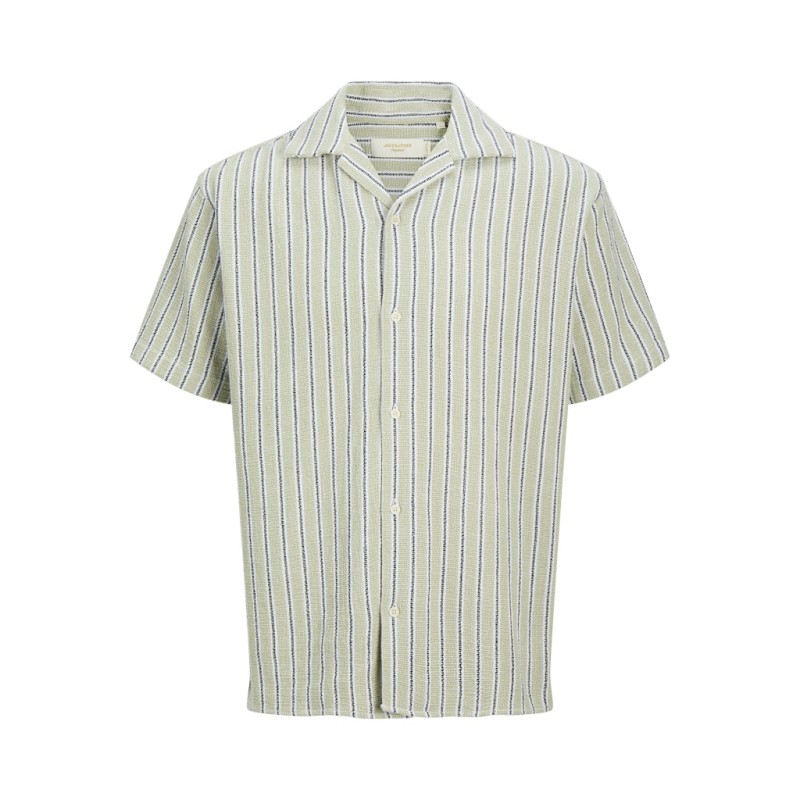 JACK & JONES JUNIOR Coba Stribet Resort Skjorte - Tea / Cloud Dancer