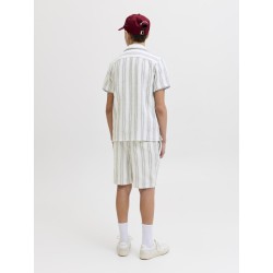 JACK & JONES JUNIOR Coba Stribet Resort Kortærmet Skjorte - Cloud Dancer / Stripes