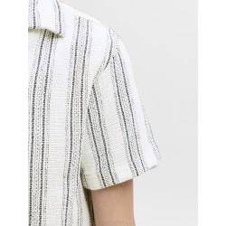 JACK & JONES JUNIOR Coba Stribet Resort Kortærmet Skjorte - Cloud Dancer / Stripes