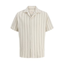 JACK & JONES JUNIOR Coba Stribet Resort Kortærmet Skjorte - Antique White / Stripes
