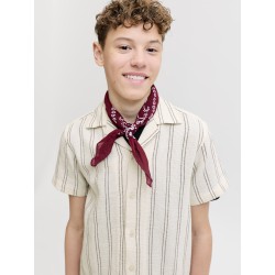 JACK & JONES JUNIOR Coba Stribet Resort Kortærmet Skjorte - Antique White / Stripes