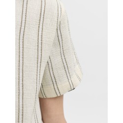 JACK & JONES JUNIOR Coba Stribet Resort Kortærmet Skjorte - Antique White / Stripes