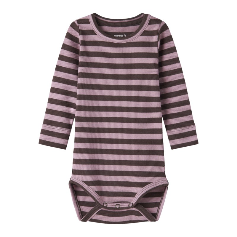 NAME IT BABY Banio langærmet body - French Roast LILAS