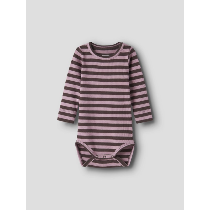 NAME IT BABY Banio langærmet body - French Roast LILAS