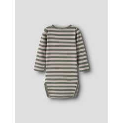 NAME IT BABY Banio langærmet body - Dusty Olive PURE CASHMERE