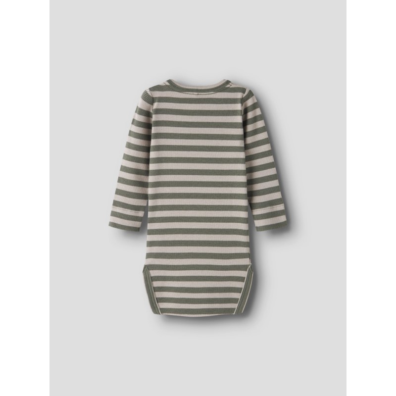 NAME IT BABY Banio langærmet body - Dusty Olive PURE CASHMERE
