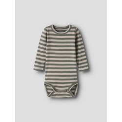 NAME IT BABY Banio langærmet body - Dusty Olive PURE CASHMERE
