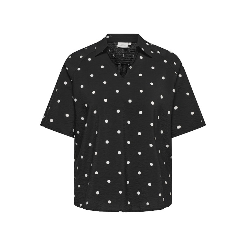 ONLY CARMAKOMA Carrie dot trekvartærmer t-shirt - Black