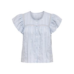 JDY Fia kortærmet embroridery t-shirt - Cashmere Blue