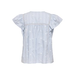 JDY Fia kortærmet embroridery t-shirt - Cashmere Blue