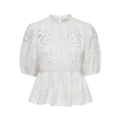 JDY Starry trekvartærmet blonde t-shirt - White