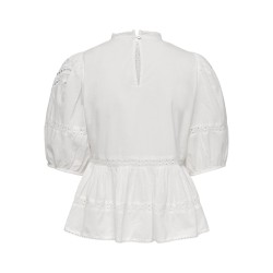JDY Starry trekvartærmet blonde t-shirt - White