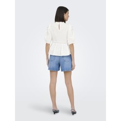 JDY Starry trekvartærmet blonde t-shirt - White
