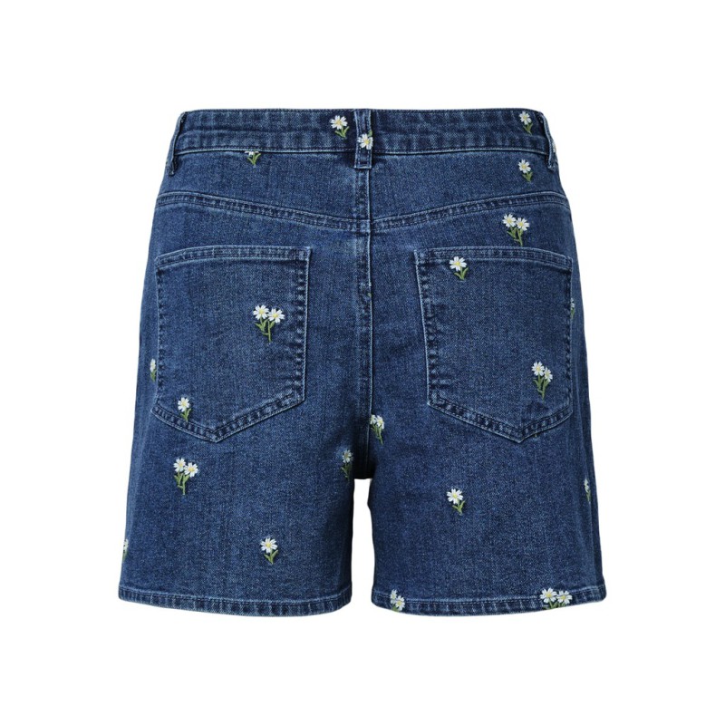 PIECES Flora HW denim shorts - Medium Blue Denim