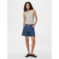 PIECES Flora HW denim shorts - Medium Blue Denim